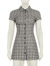 Elegant Plaid Button Up Shirt Dress
